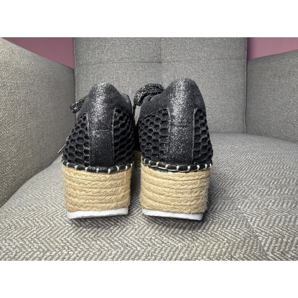 INC International Concepts Black Mesh Espadrille Platform Sneakers Size 9M